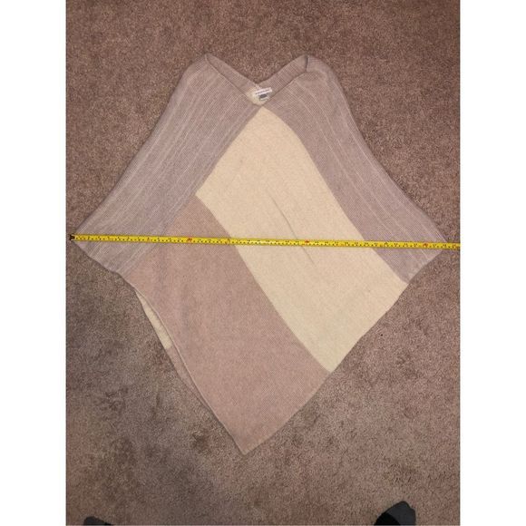 ANTHROPOLOGIE Sweater ONE SIZE Jordan Poncho Color Block Ivory White Pink - Picture 8 of 9